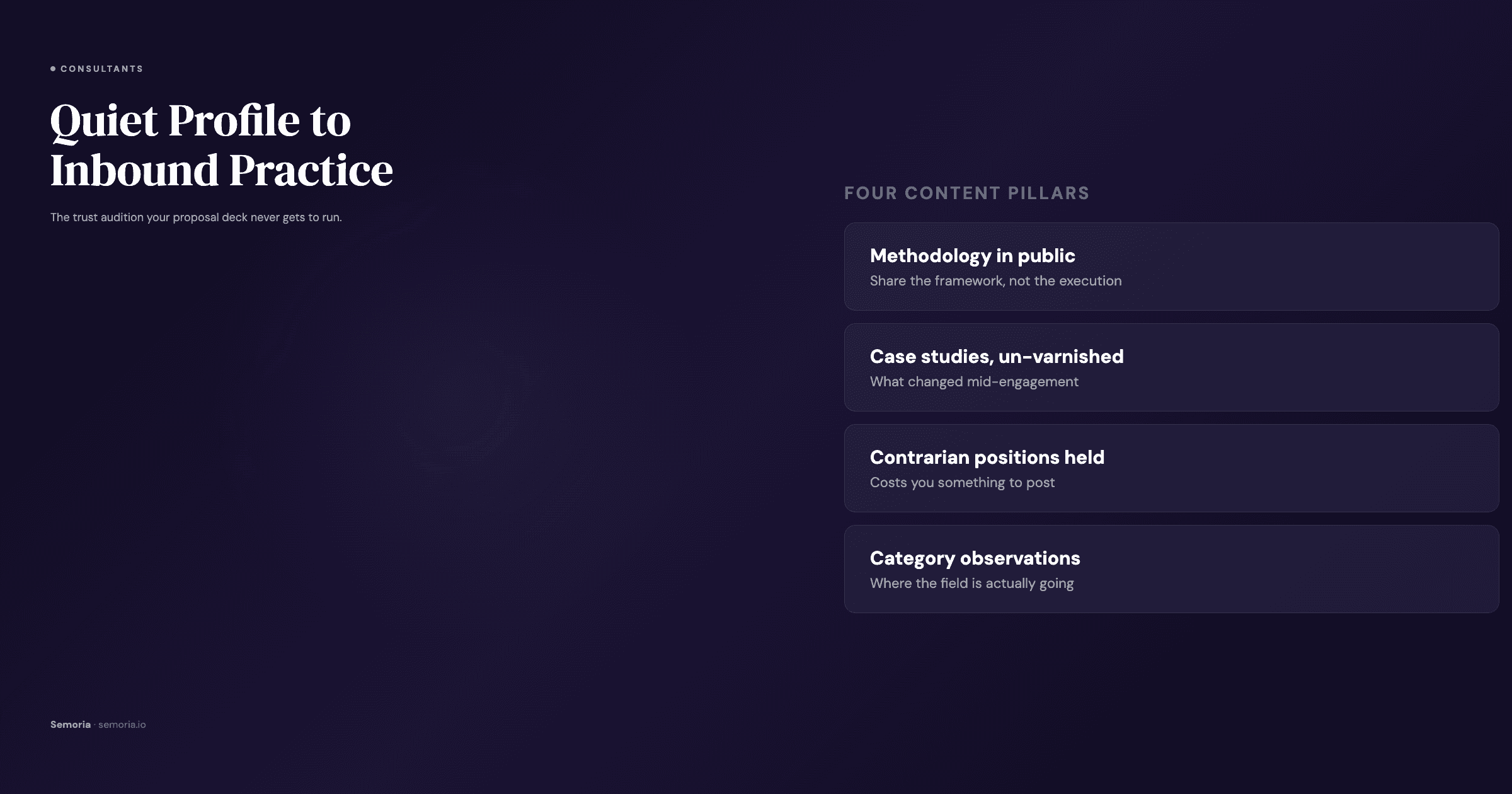 LinkedIn framework for consultants: from quiet profile to inbound enquiries